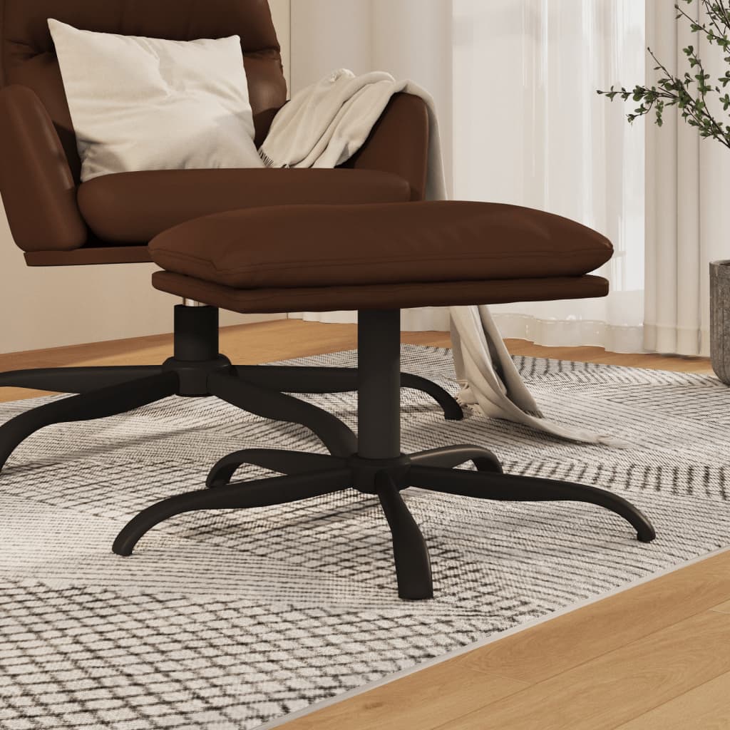 vidaXL Apoio de pés 45x29,5x36 cm couro artificial castanho brilhante